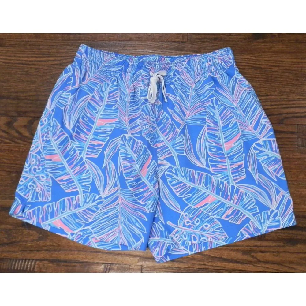 Chubbies Blue Leaf Pattern Swim Trunks 5.5